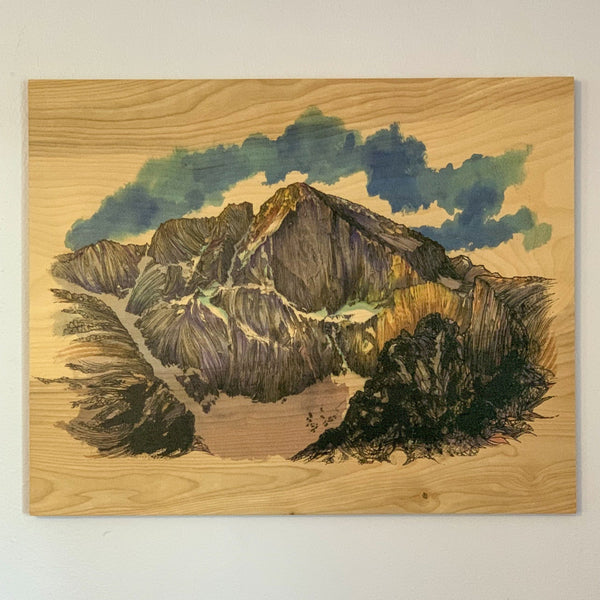 Longs Peak Wood Print